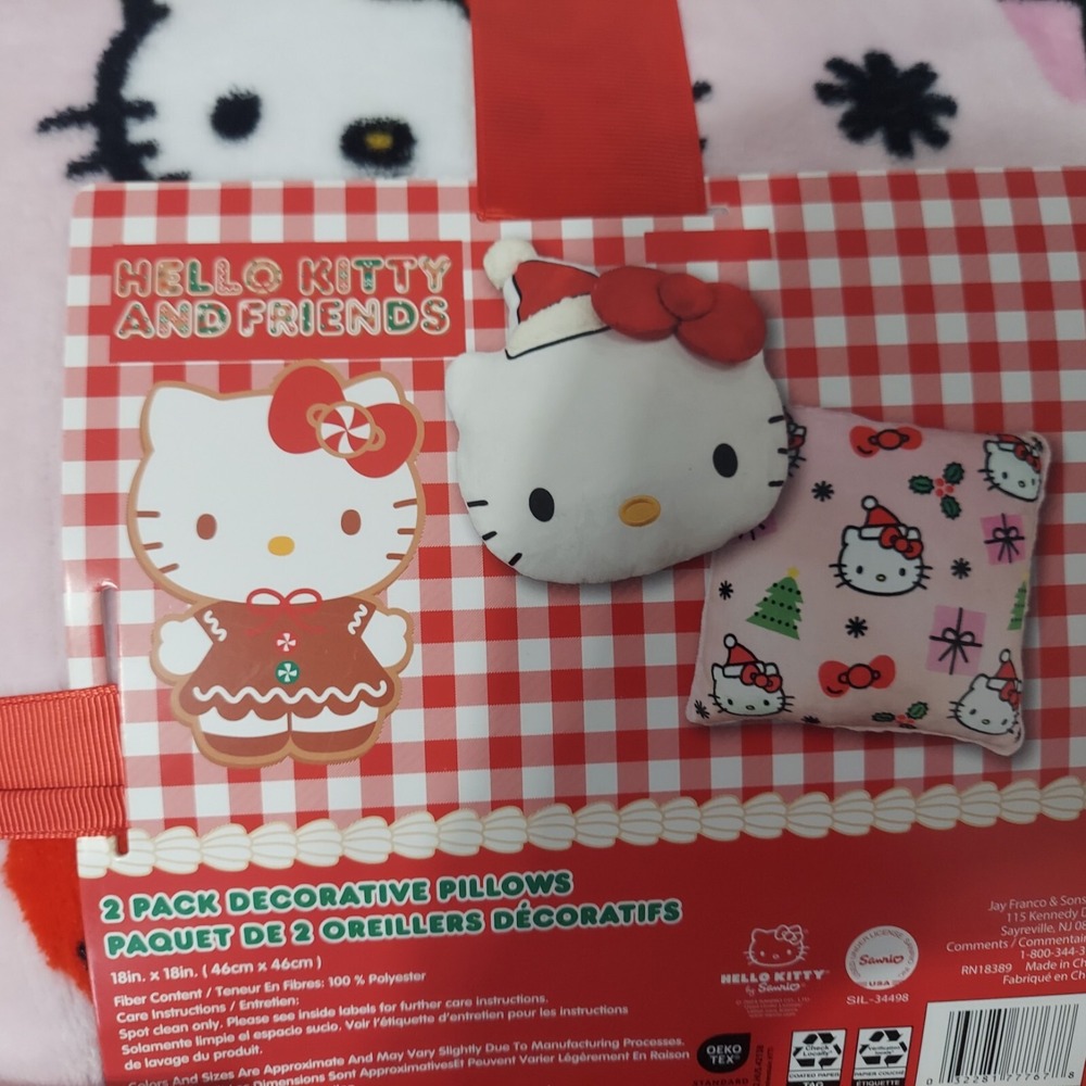NEW Hello Kitty 2 Pack Decorative Pillows Sanrio Christmas
